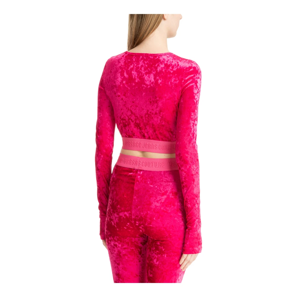 Versace Jeans Couture Effen Logo Crop Top Pink Dames