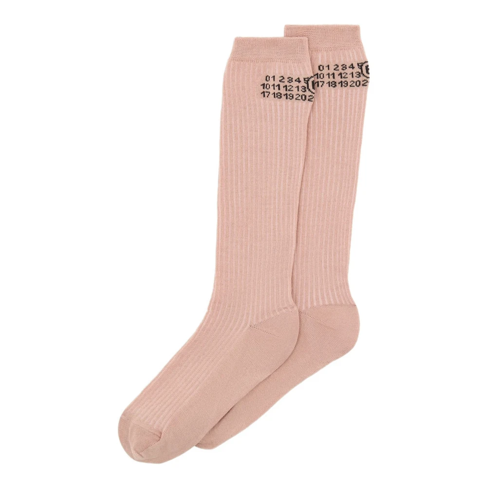 Mm6 Maison Margiela Women's Pink Socks, M, Bootleg Socks