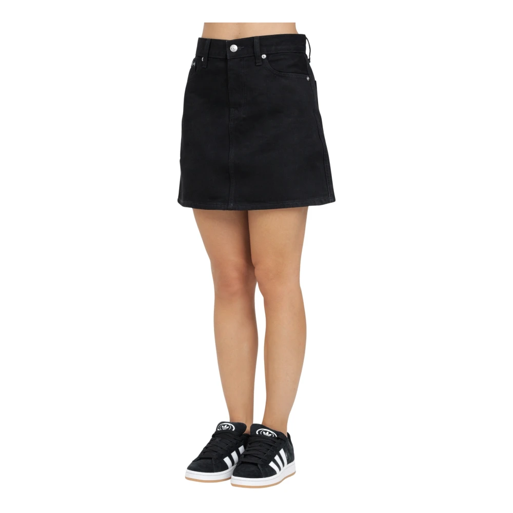 Calvin Klein Jeans Zwarte Denim A-lijn Rok Black Dames