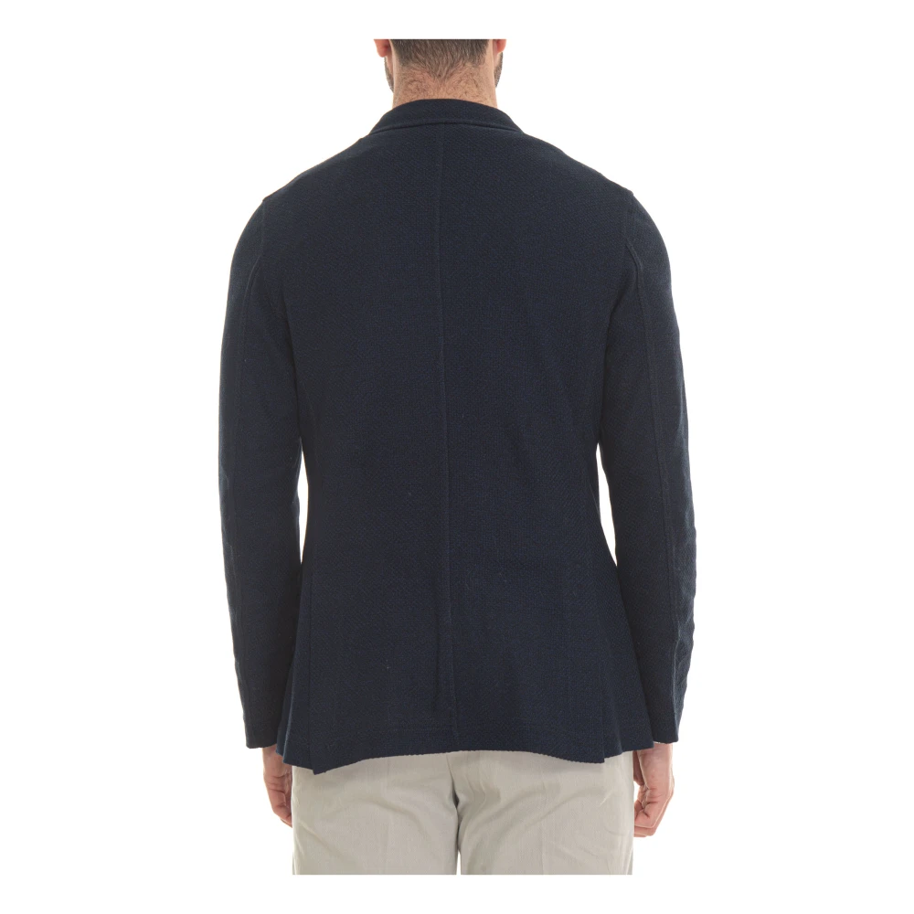 Paoloni Dubbelbreasted textuur katoenen jas Blue Heren