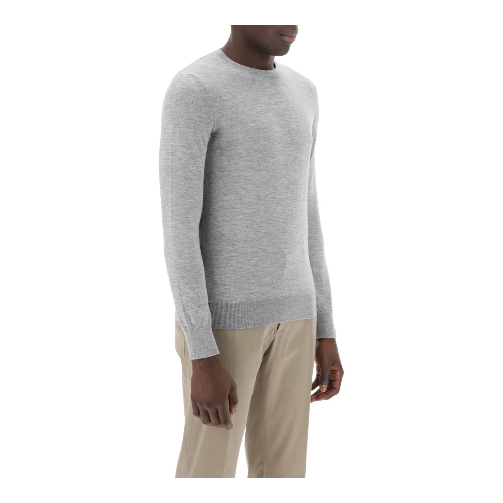 Ermenegildo Zegna Zijden en Kasjmier Crew-Neck Sweater Gray Heren