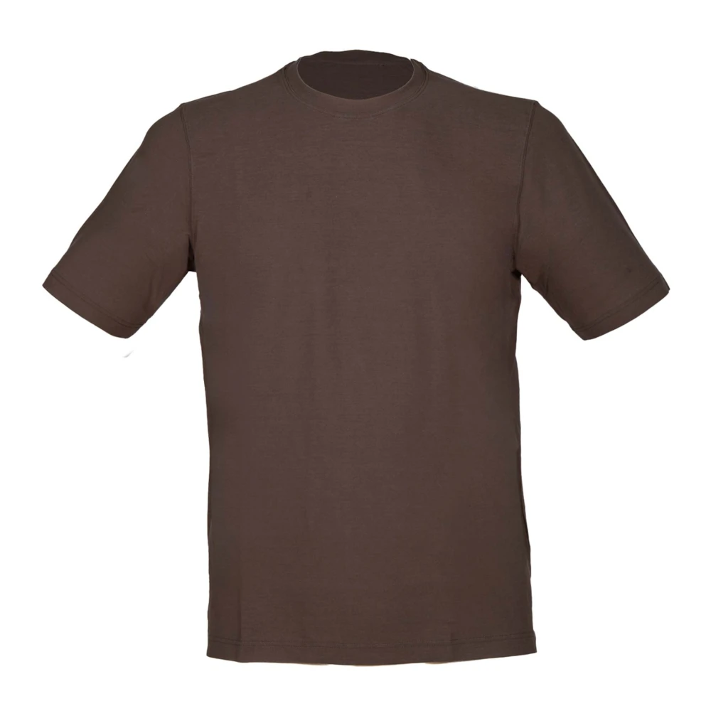 Gran Sasso Bruine Katoenen Crepe T-Shirt met Zijopeningen Brown Heren