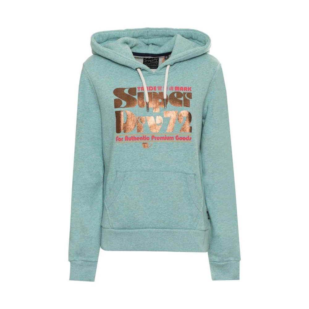 Superdry Multifärgad Logo Hoodie Sweatshirt Green, Dam