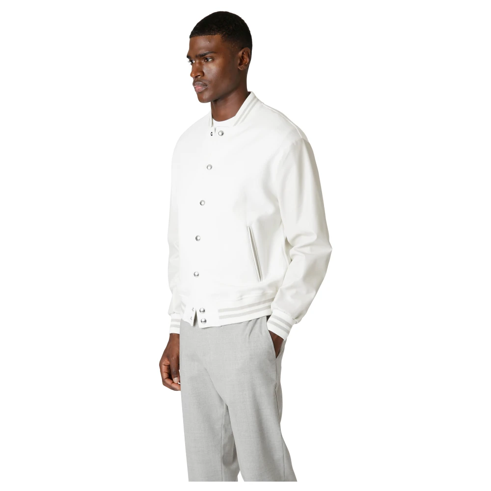 Eleventy Twee-Tone Katoen Polyamide en Nappa Bomber White Heren
