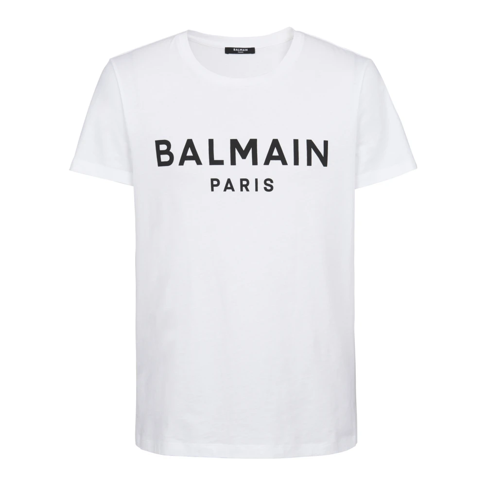 Balmain Tryckt Paris T-shirt med korta ärmar White, Herr