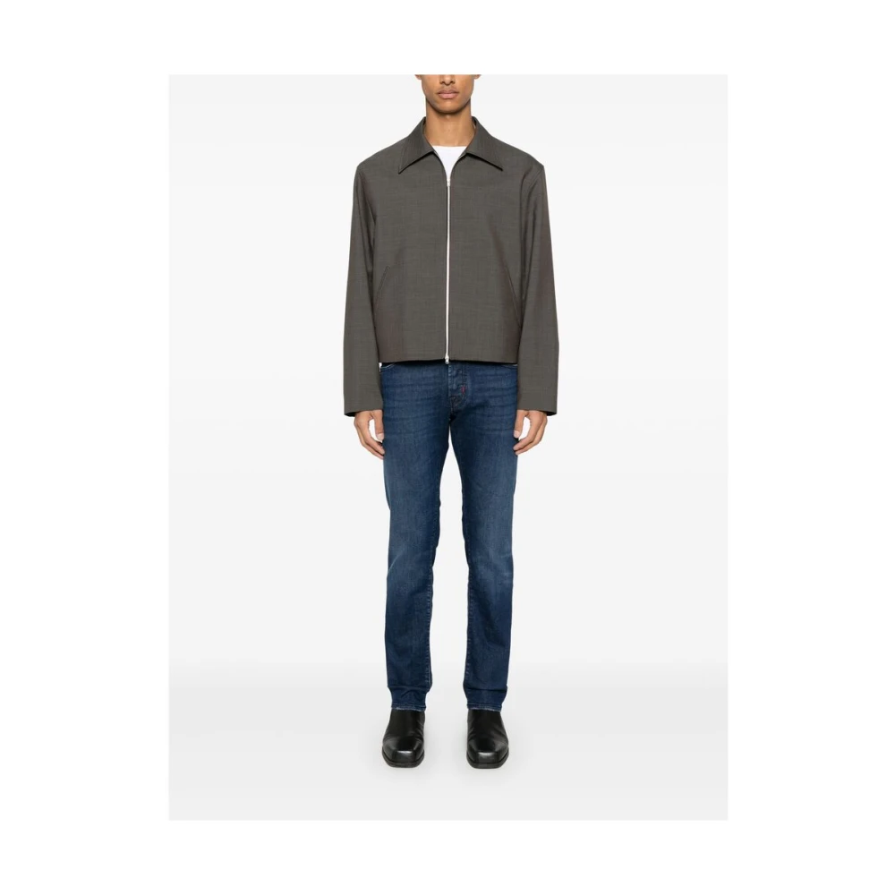Jacob Cohën Indigo Blauwe Klassieke Vijf Zak Jeans Blue Heren