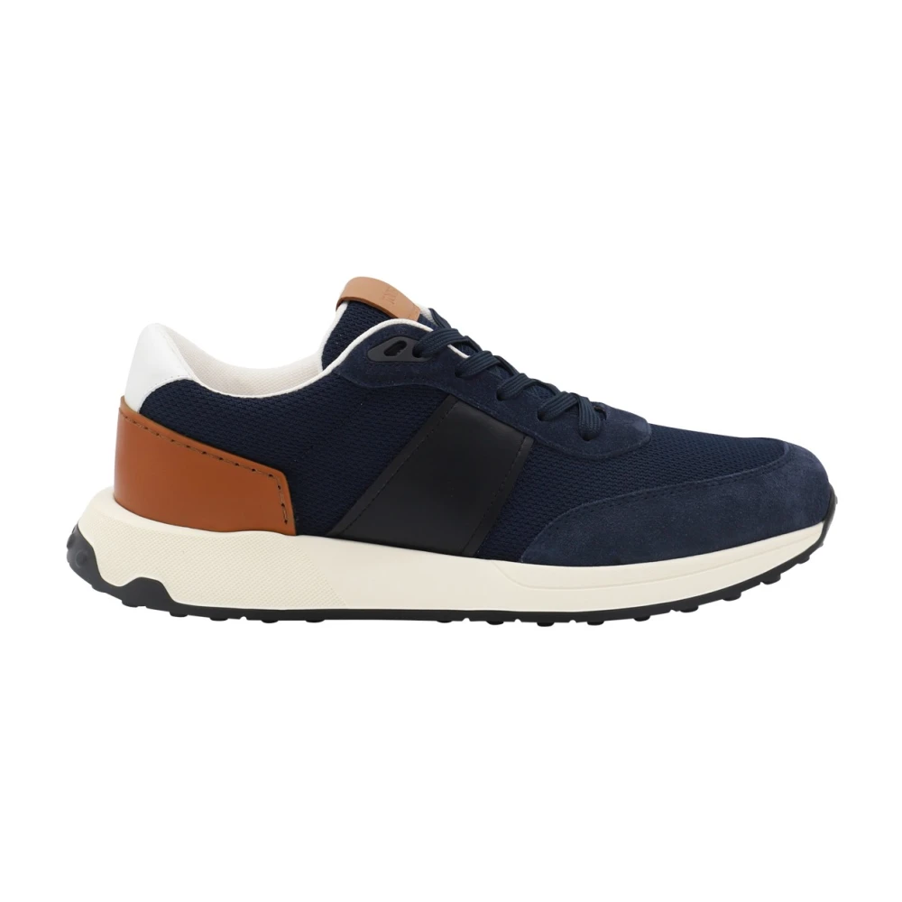 Tod's Men's Blue Navy Sneakers With Leather Details