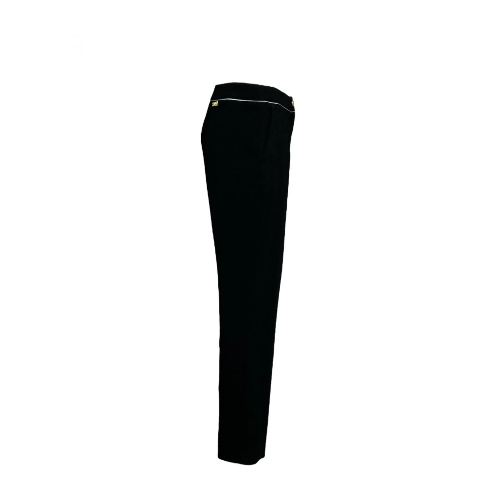 Cavalli Class Klassieke katoenen broek met gouden logoknop Black Dames