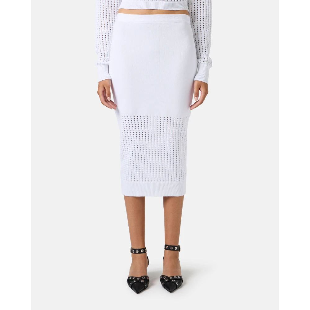 Iceberg Witte rok van stretchkatoen met perforaties White Dames