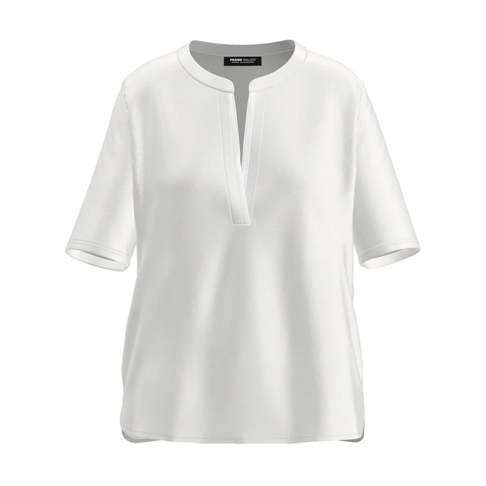 Frank Walder Korte Mouw Top Blouse Shirt White Dames
