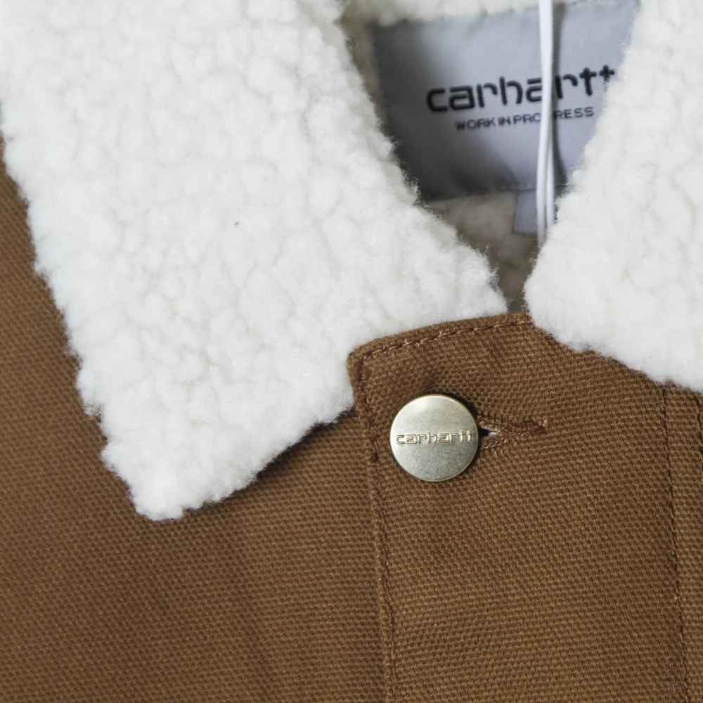 Carhartt WIP Bruine werkjas met Sherpa-kraag Brown Heren