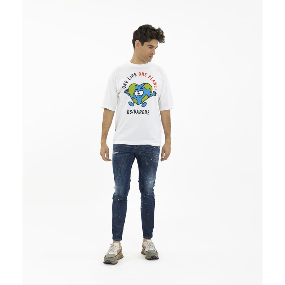 Dsquared2 Buddy Earth T-Shirt White Heren