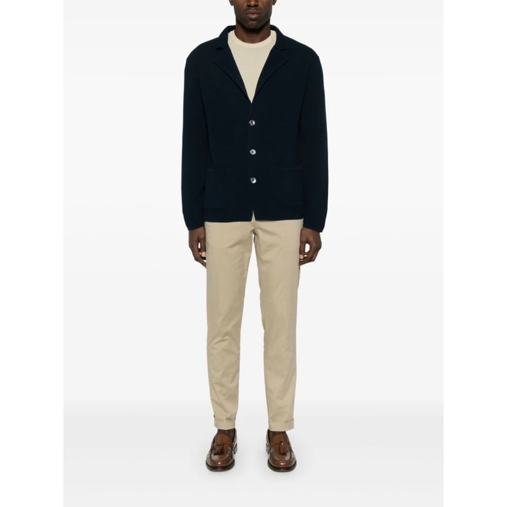 Daniele Fiesoli Blauwe Jas Knoopsluiting Zakken Blue Heren