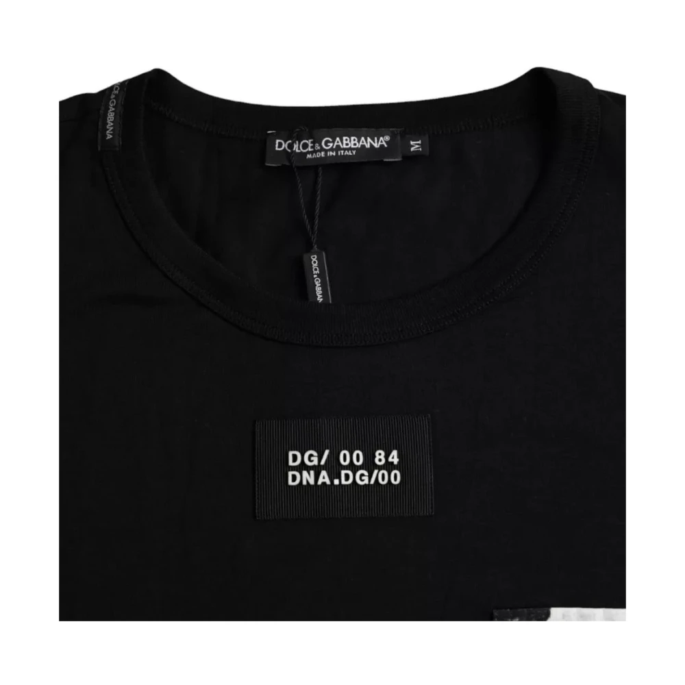 Dolce & Gabbana Zwart katoenen T-shirt met korte mouwen Black Heren