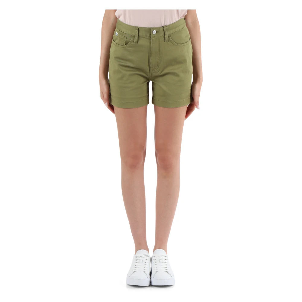 Calvin Klein Jeans Stretch Katoen Vijf-Pocket Shorts Green Dames