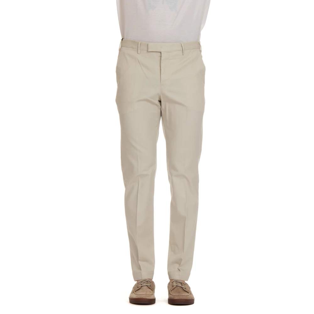 PT Torino Slim Fit Ivory Twill Stretch Byxor Beige, Herr