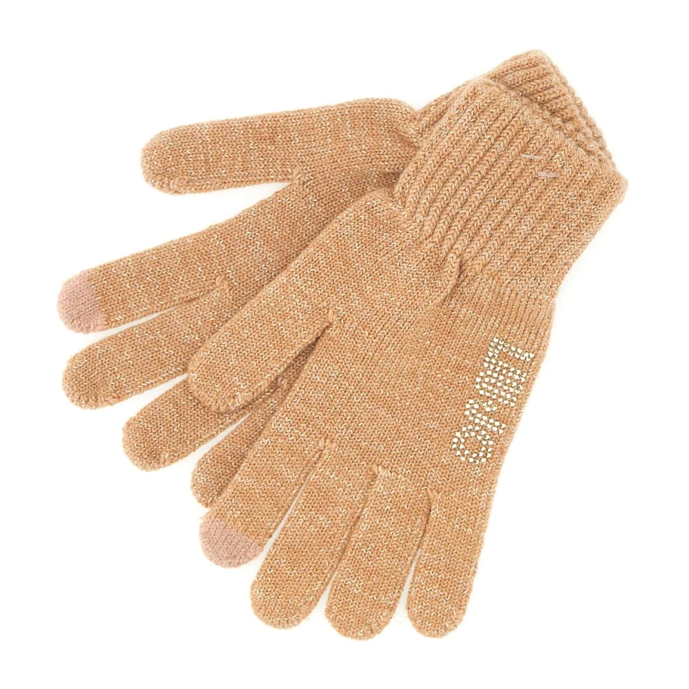Liu Jo Wollen Camelhandschoenen met Strass Beige Dames