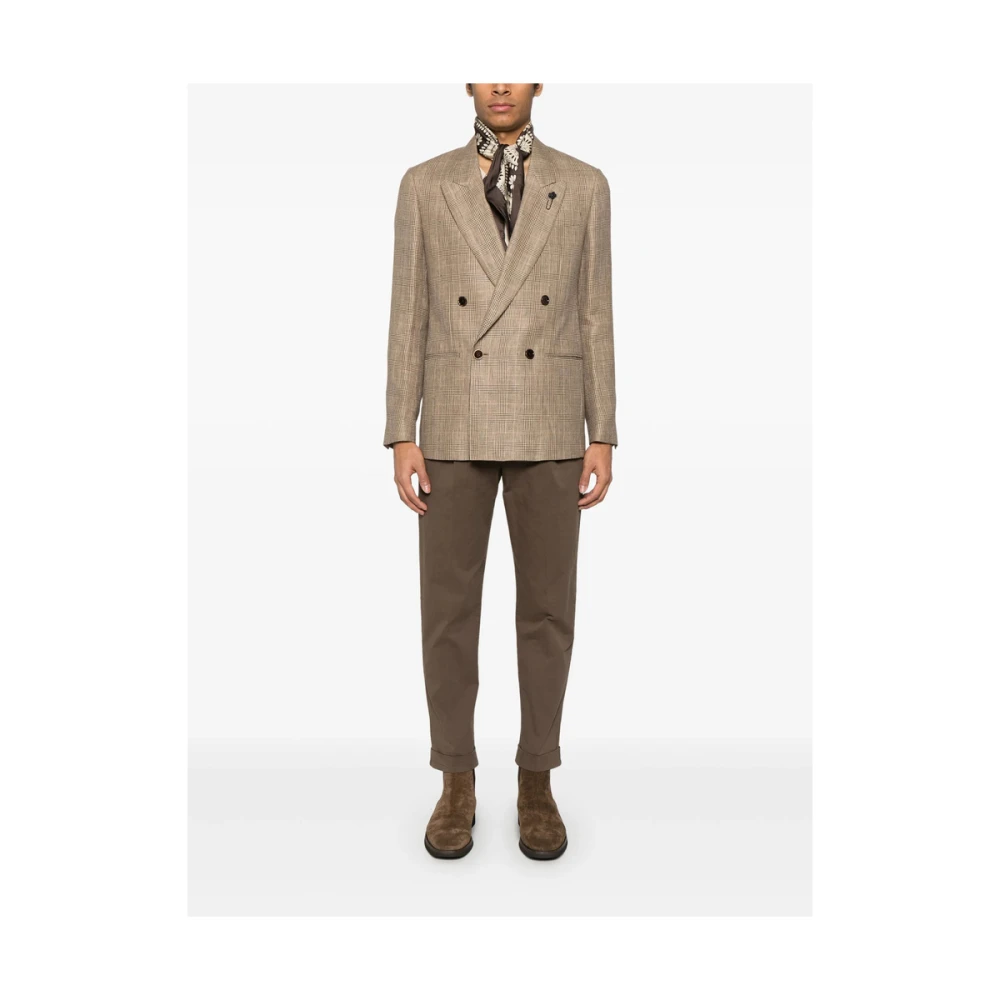 Lardini Bruine Double-Breasted Jas met Zakken Brown Heren