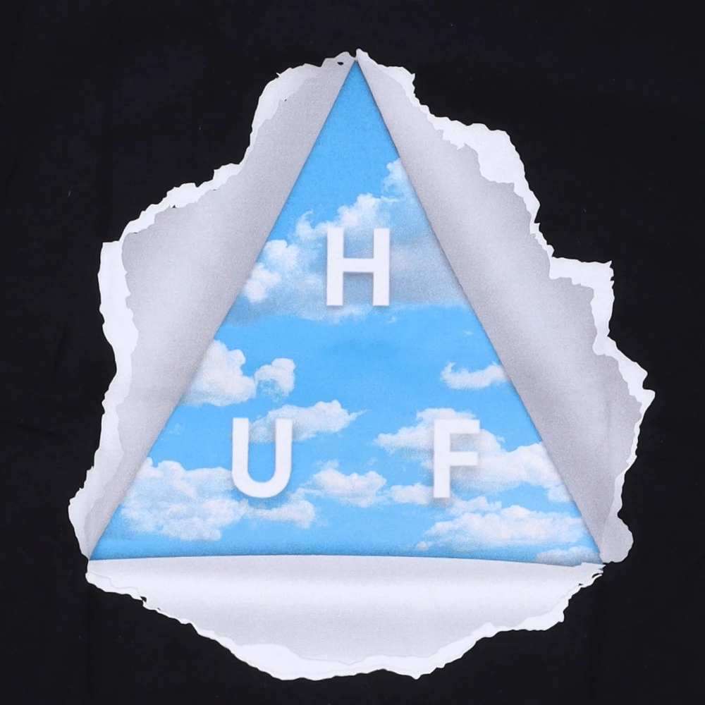 HUF Zwarte Crew Neck Tee met Logo Black Heren