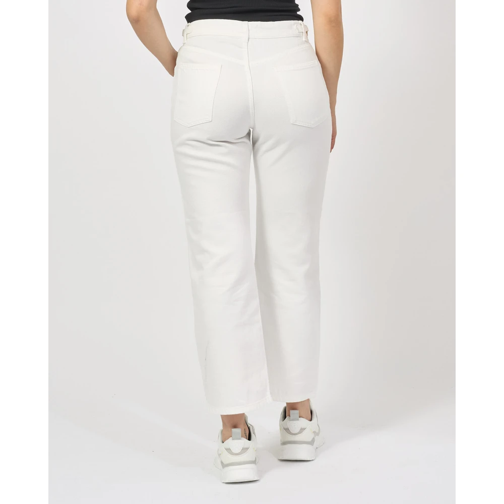 Gaëlle Paris Witte Broek met Gouden Taille Accessoire White Dames