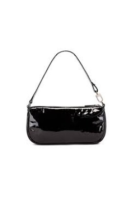 By Far Black Rachel Patent Leather Shoulder Bag In Nero