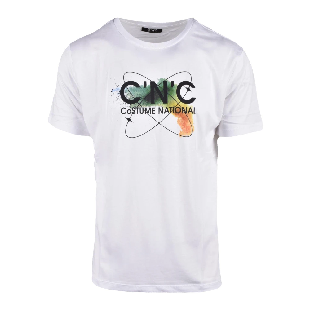 Costume National Katoenen T-shirt met uniek ontwerp White Heren