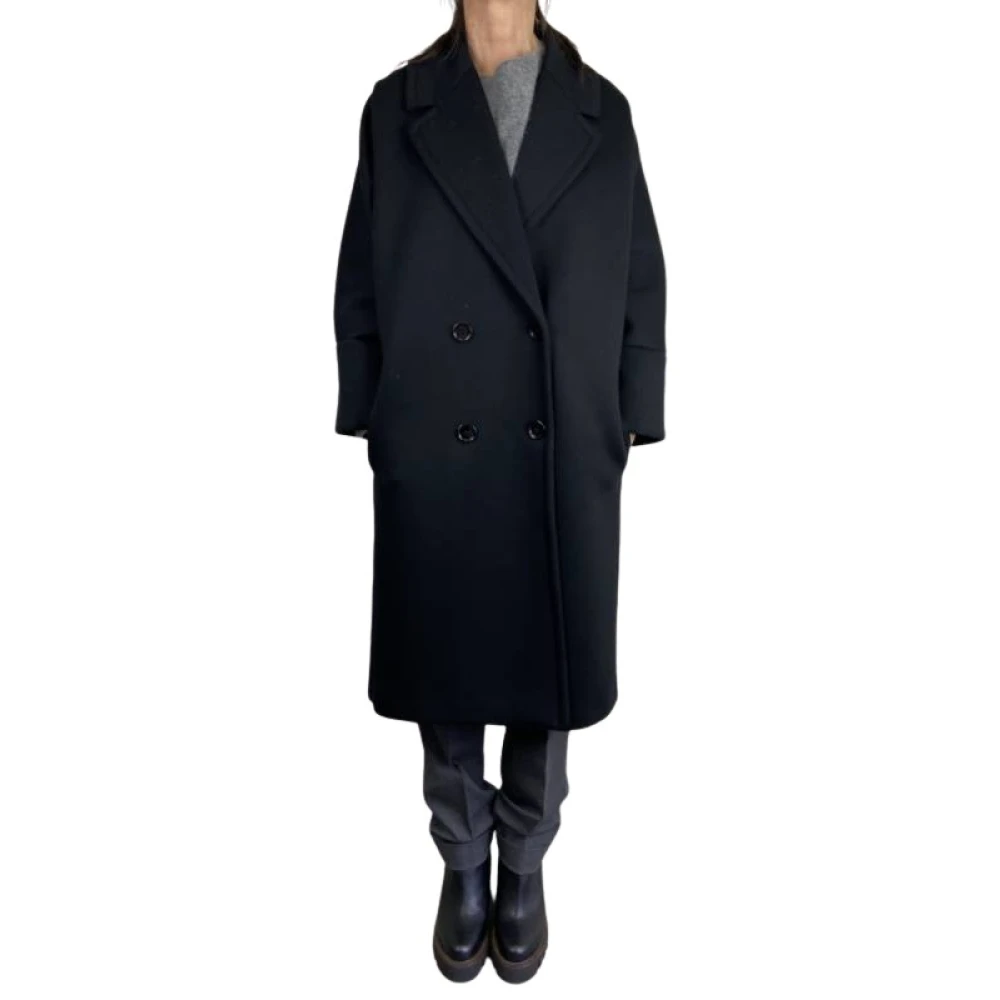 Max Mara Zwarte wollen jas Stijlvol model Blue Dames