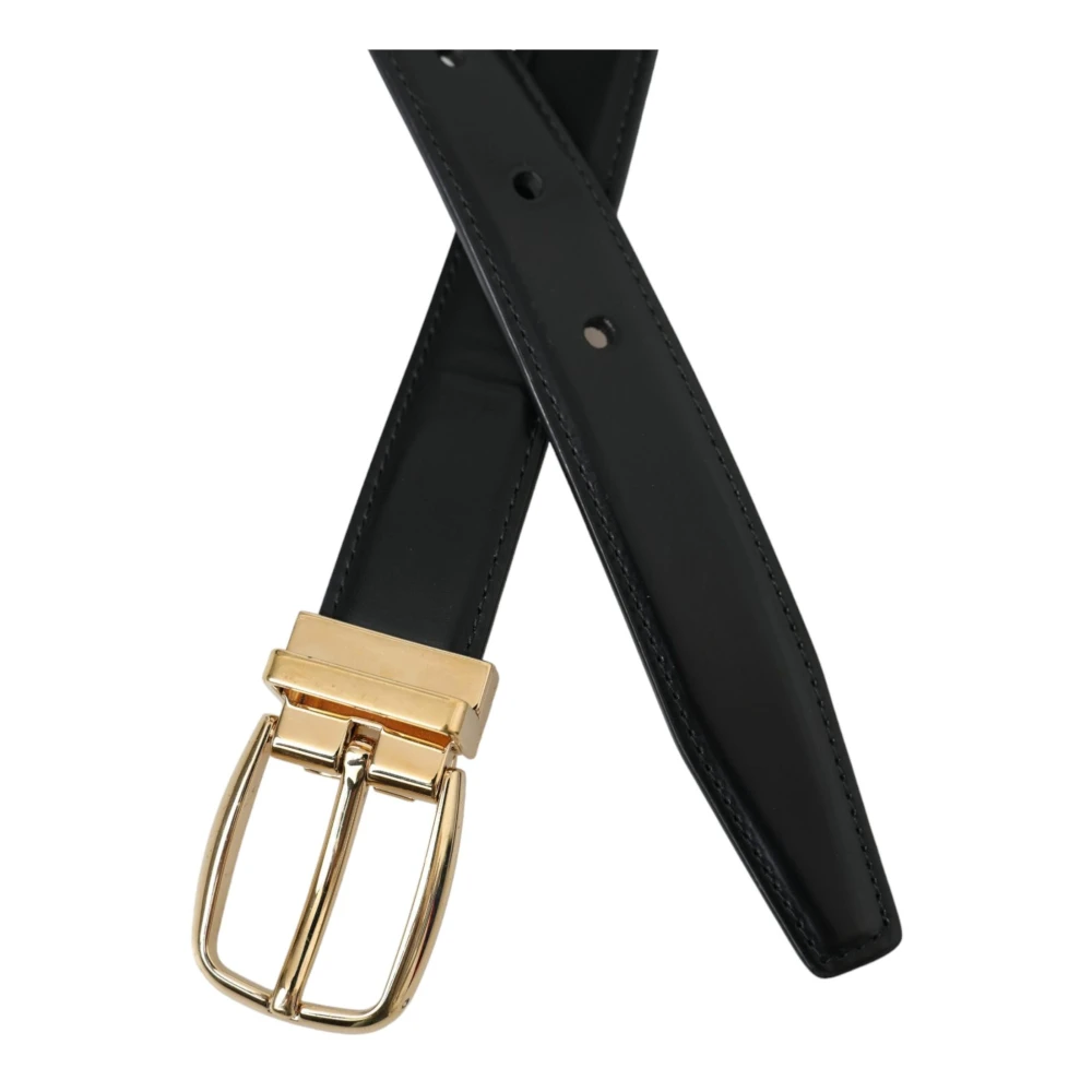 Dolce & Gabbana Zwarte Leren Riem met Gouden Gesp Black Dames