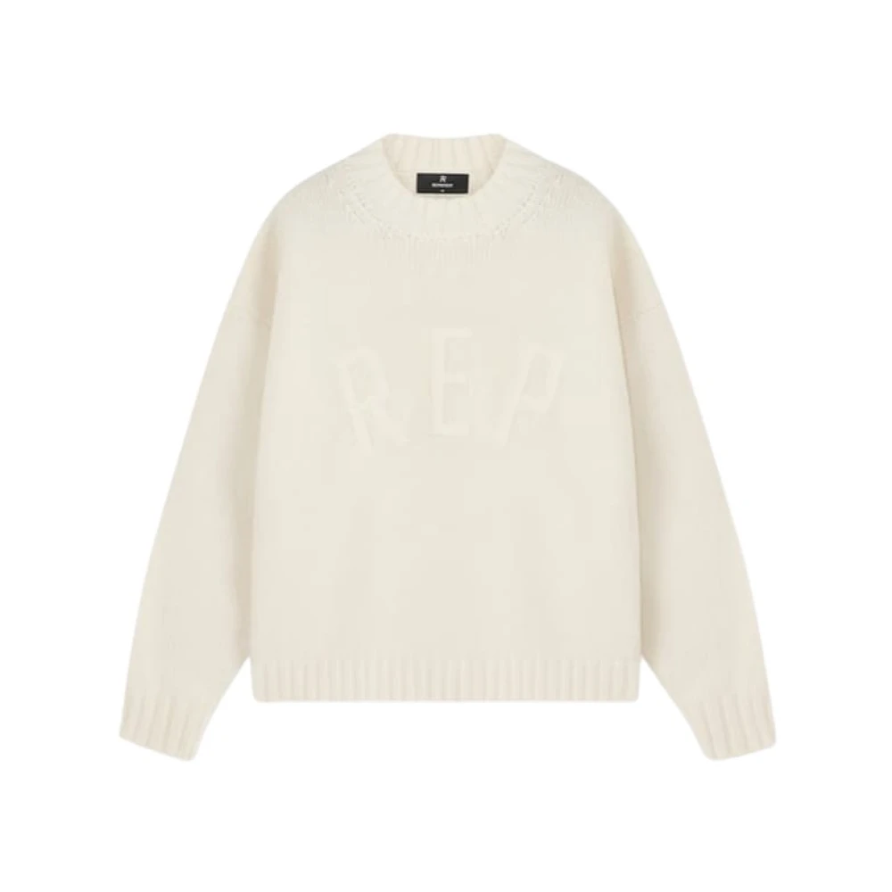 Represent Geborduurde Trui Wit Beige Heren