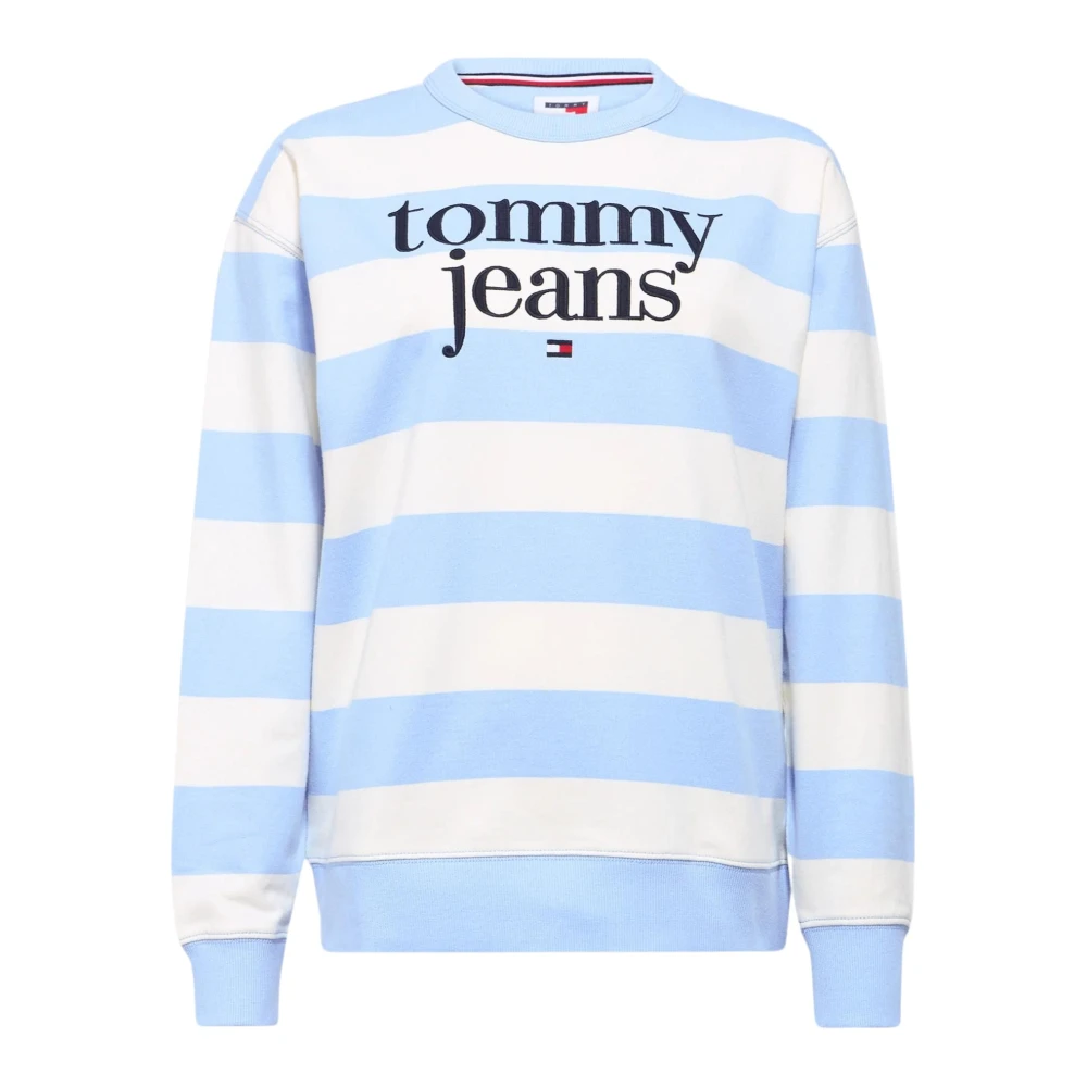 Tommy Hilfiger Blauw Gestreepte Logo Trui Blue Dames