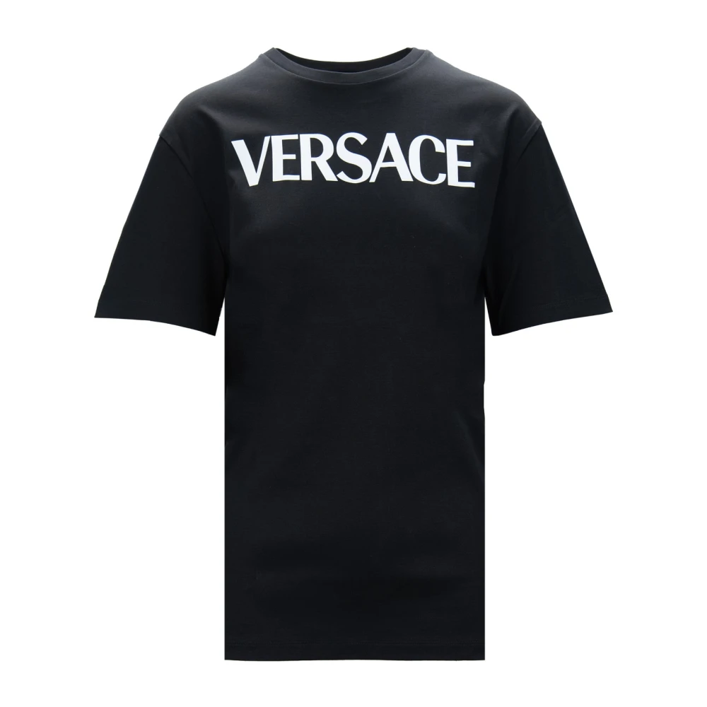 Versace Grafische Print Katoenen T-Shirt Black Dames