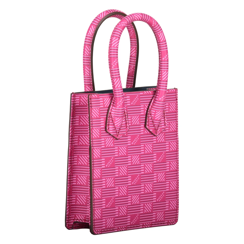 Moreau Paris Korrelig leren schoudertas met handvatten Pink Dames