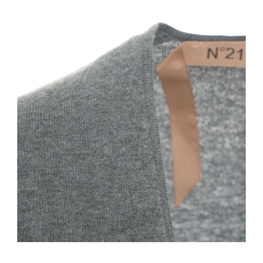 N21 Grijze Wollen V-Hals Trui Gray Dames