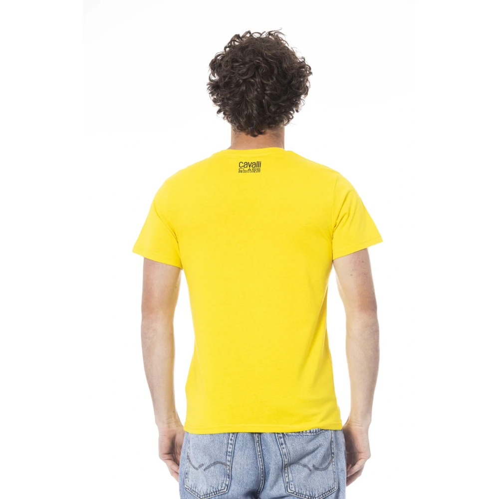 Cavalli Class Effen Kleur Korte Mouw T-shirt Yellow Heren