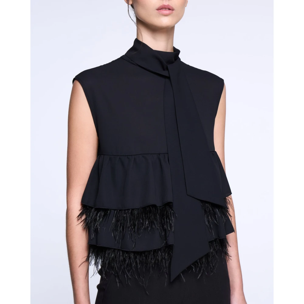 Silvian Heach Blouse met ruches en veren Black Dames