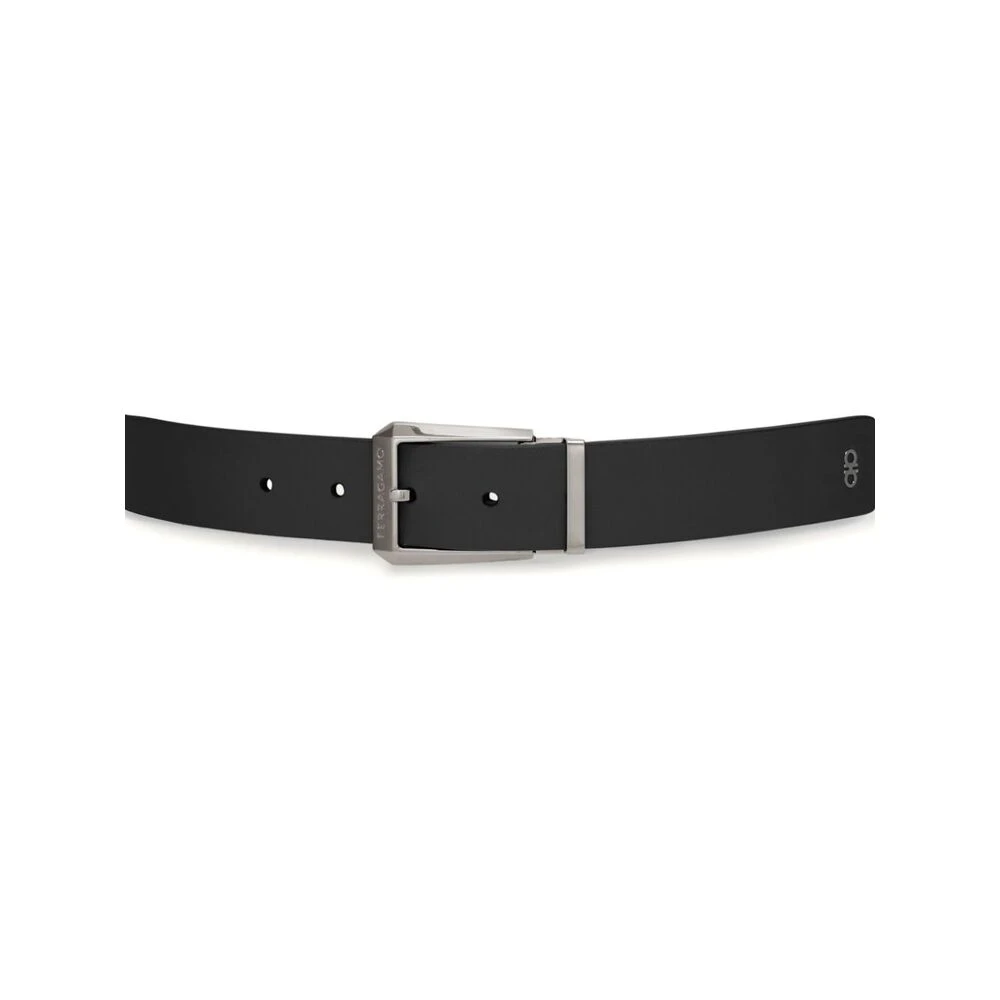 Salvatore Ferragamo Omkeerbare leren riem met gunmetal hardware Black Heren