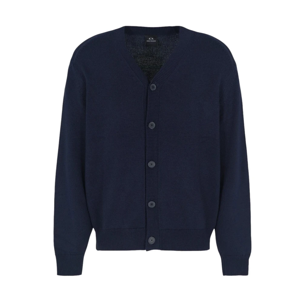 Armani Exchange Men's Blue Button Up Cardigan - Cardigans - Xl - Knitwear