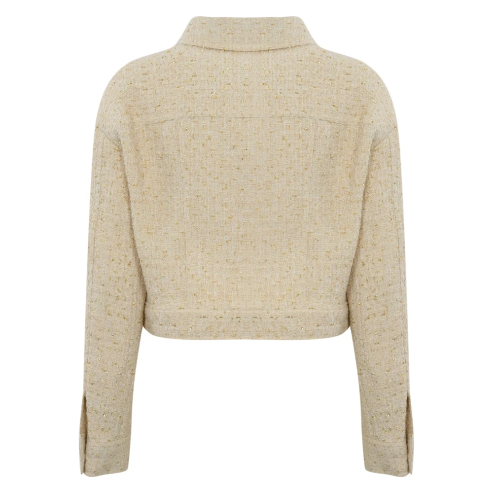 Twinset Ivoor wollen jas met klassieke kraag Beige Dames