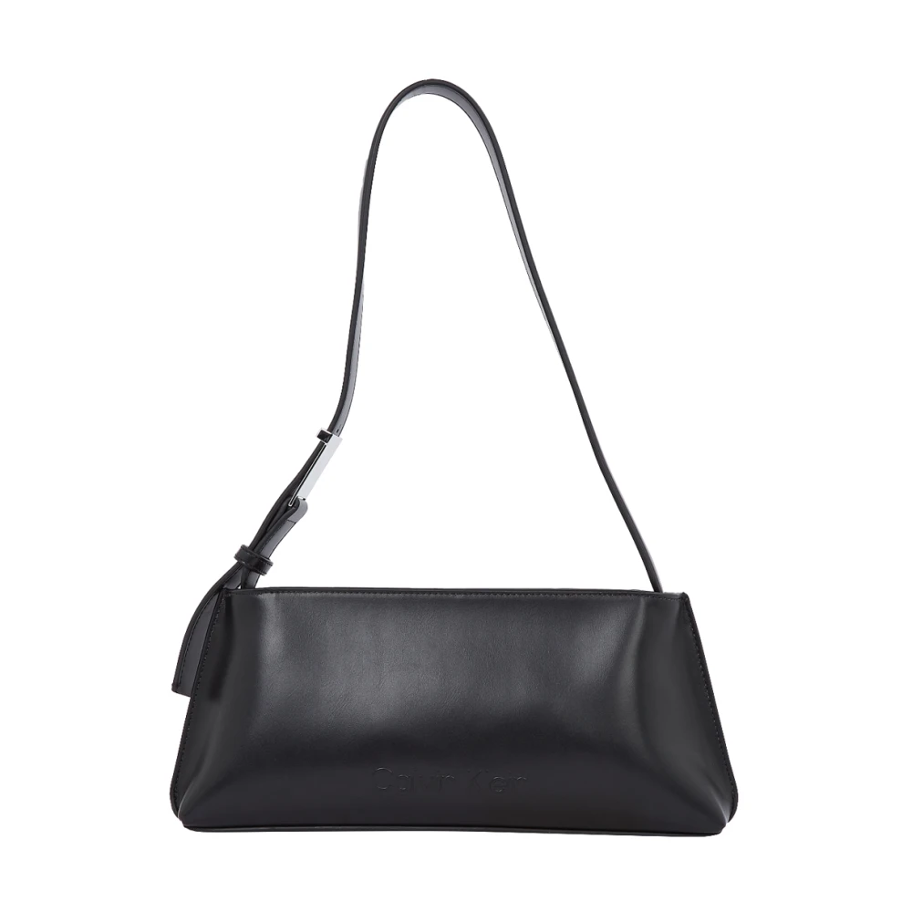 Calvin Klein Women's Black Embossed Logo Shoulder Bag