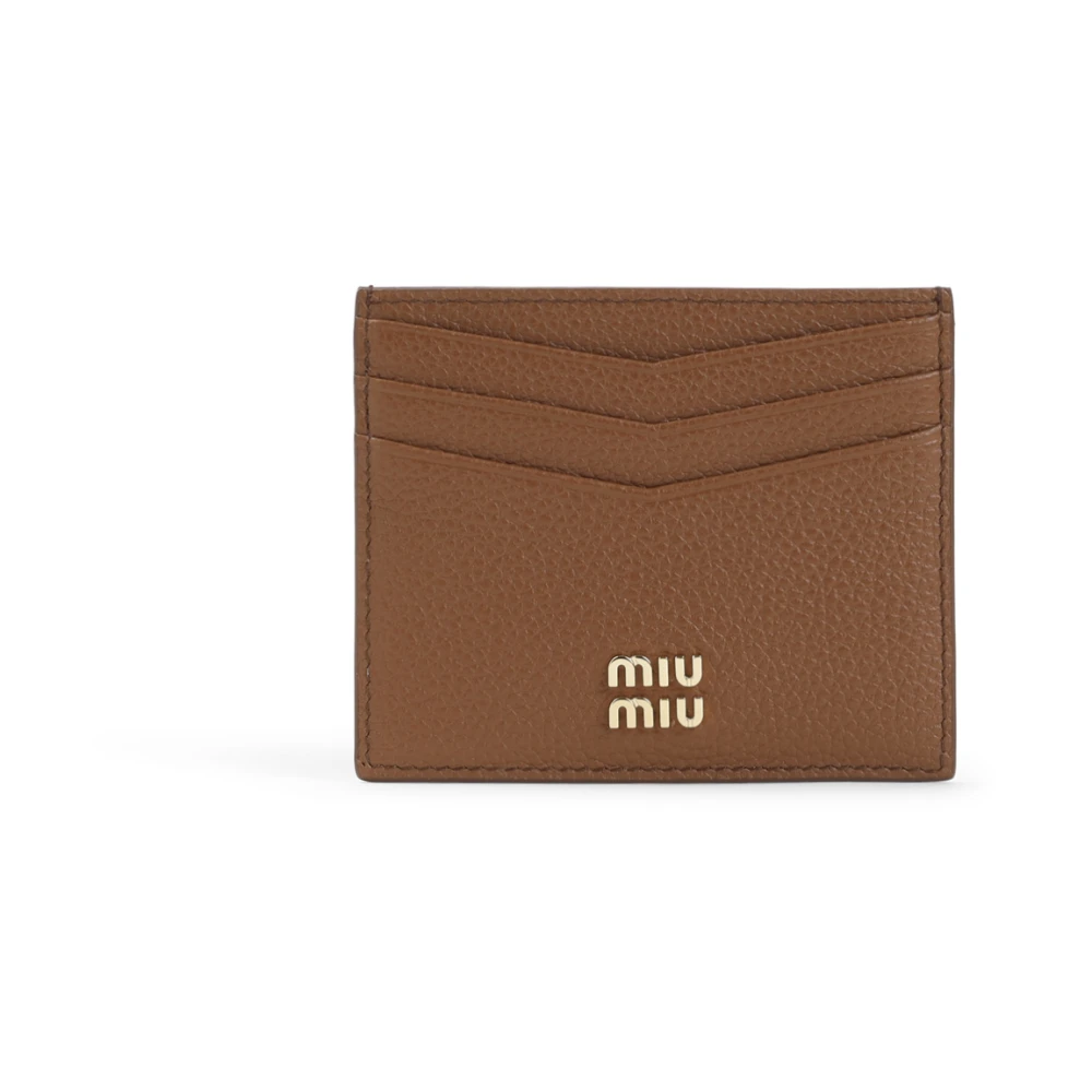 Miu Miu Calf Leather Card Case - Female - Wallets & Cardholders - Brown - One Size - Accessories