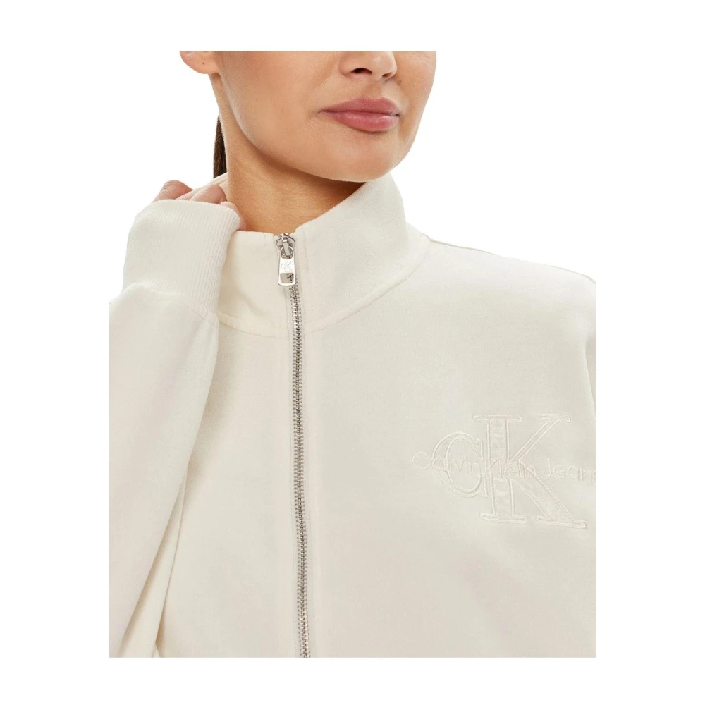 Calvin Klein Satin Applique Zip Jas White Dames