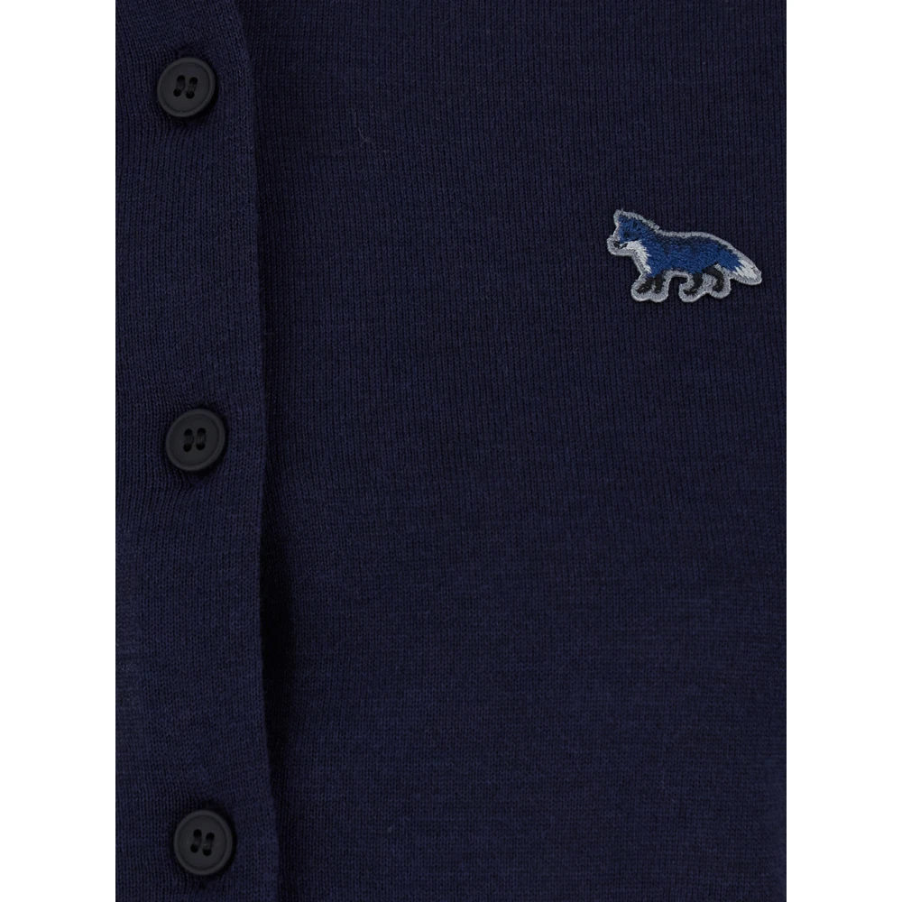 Maison Kitsuné Baby Fox Patch Cardigan Sweaters Blue Dames