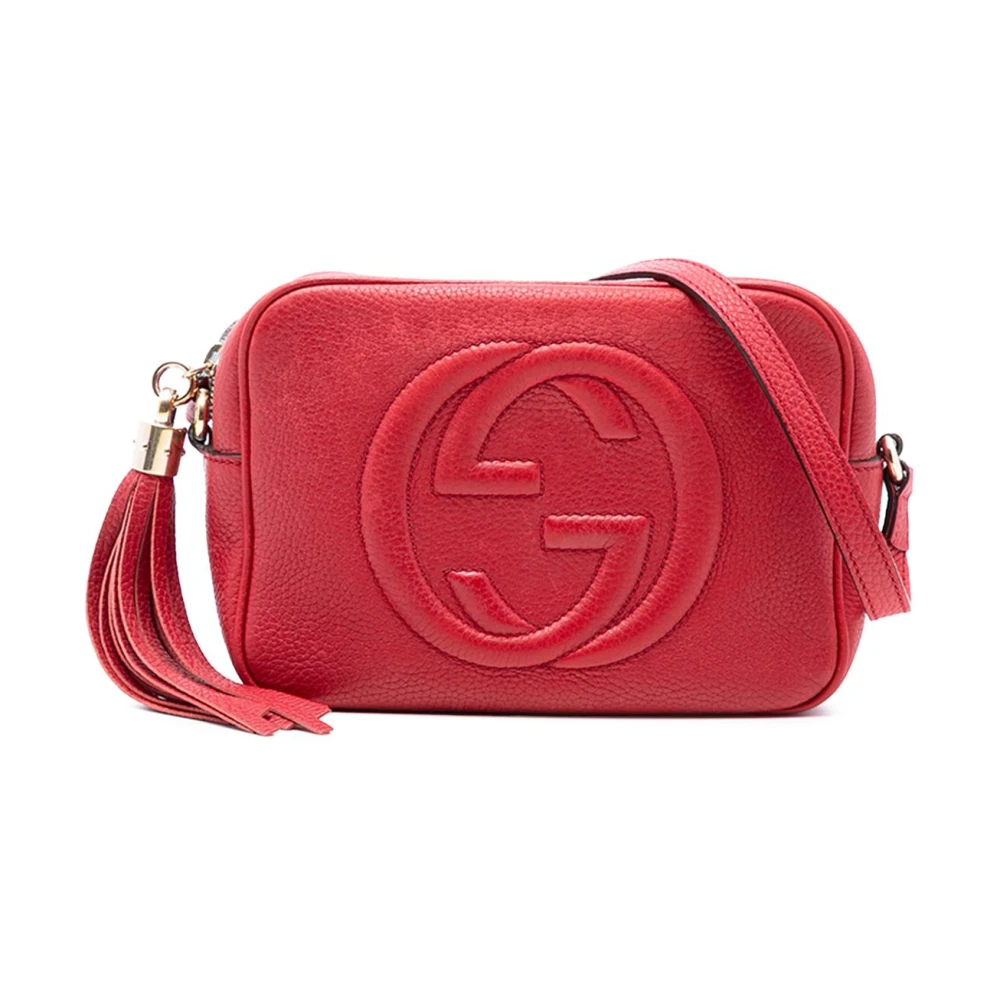 Gucci Vintage Women's Red Pre-Owned Camera Bag With Tassel