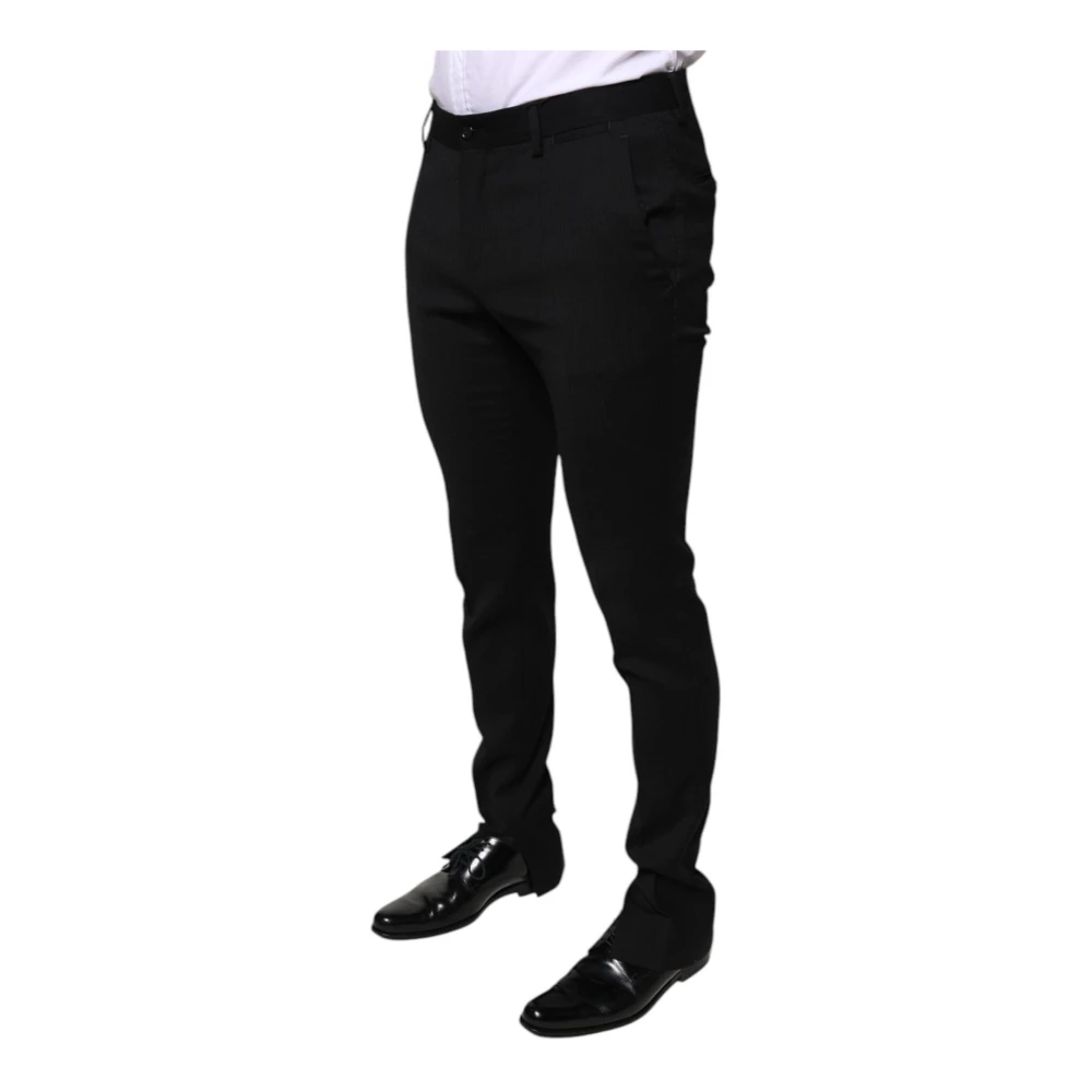 Dolce & Gabbana Zwarte Wolmix Skinny Jurk Broek Black Heren