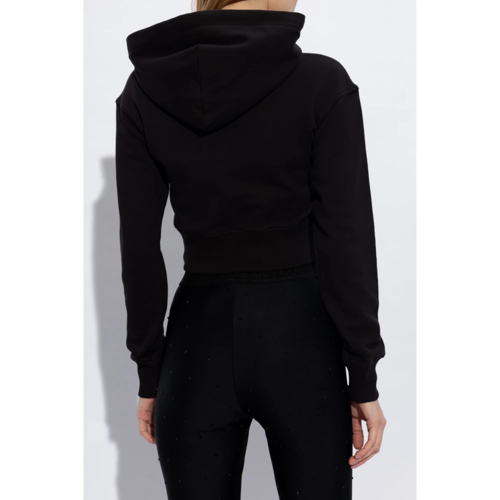 Versace Jeans Couture Cropped hoodie met logo Black Dames