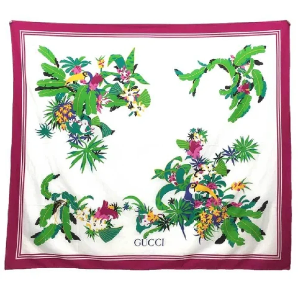 Gucci Vintage Pre-owned Cotton scarves White Dames