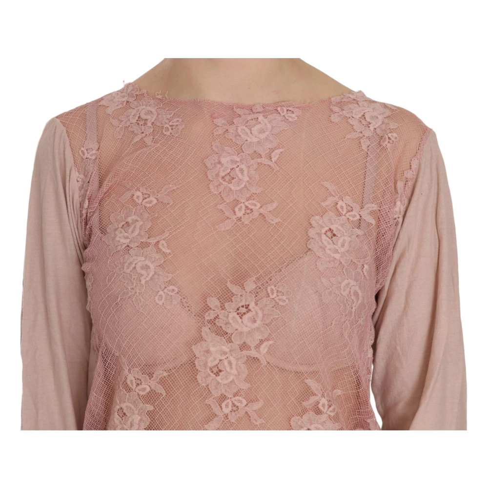 Pink Memories Roze Kant Boothals Blouse Pink Dames