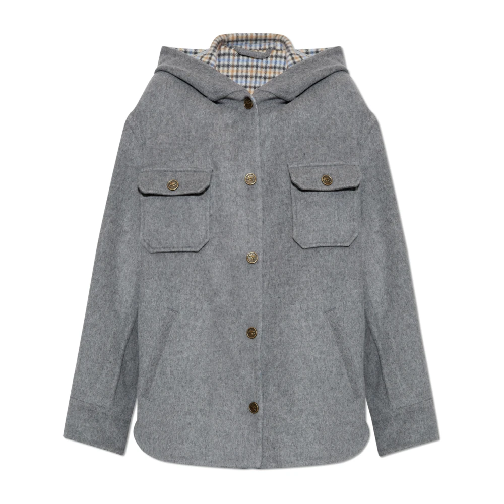 ETRO Wollen jas met capuchon Gray Dames