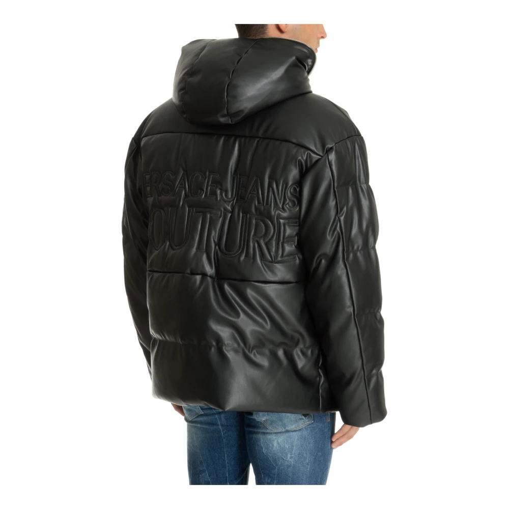Versace Jeans Couture Logo Down Jacket met Ritssluiting Black Heren