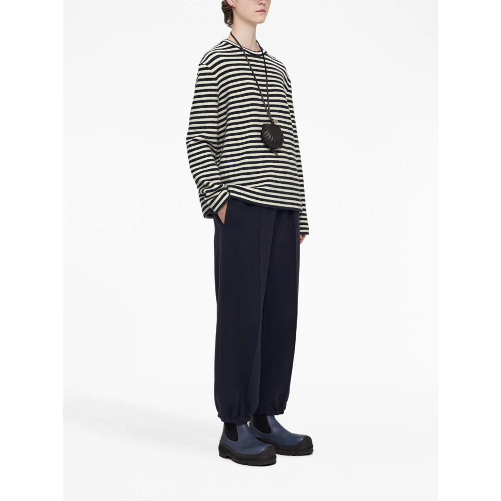 Jil Sander Gestreepte wollen trui Black Heren